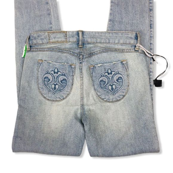 Siwy Hannah Skinny Light Wash Embroidered Quote Distressed Jeans 7 Day Weekend - Picture 7 of 14